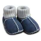 Baby Lammfellschuhe mit Strickbündchen - nachtblau