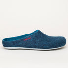 Merino-Hausschuh mit Ledersohle "dark-petrol"
