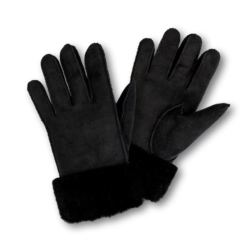 Lammfell-Fingerhandschuhe "de luxe" Damen schwarz