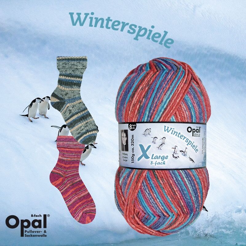Wolle,stricken,Socken OPAL *Winterspiele 8-fach* 150g Sockenwolle 8-fach 