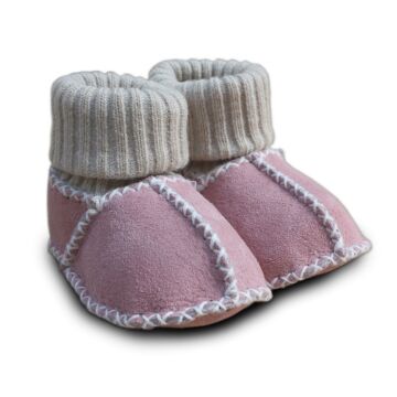 Baby lambskin shoes with knitted cuff - rosé