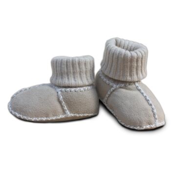 Baby lambskin shoes with knitted cuff - sand