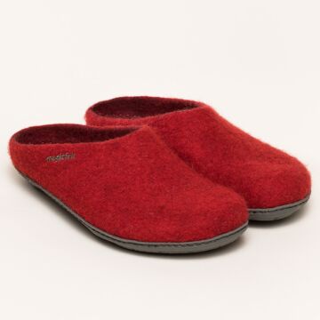 Merino slipper with rubber outsole "ruby"